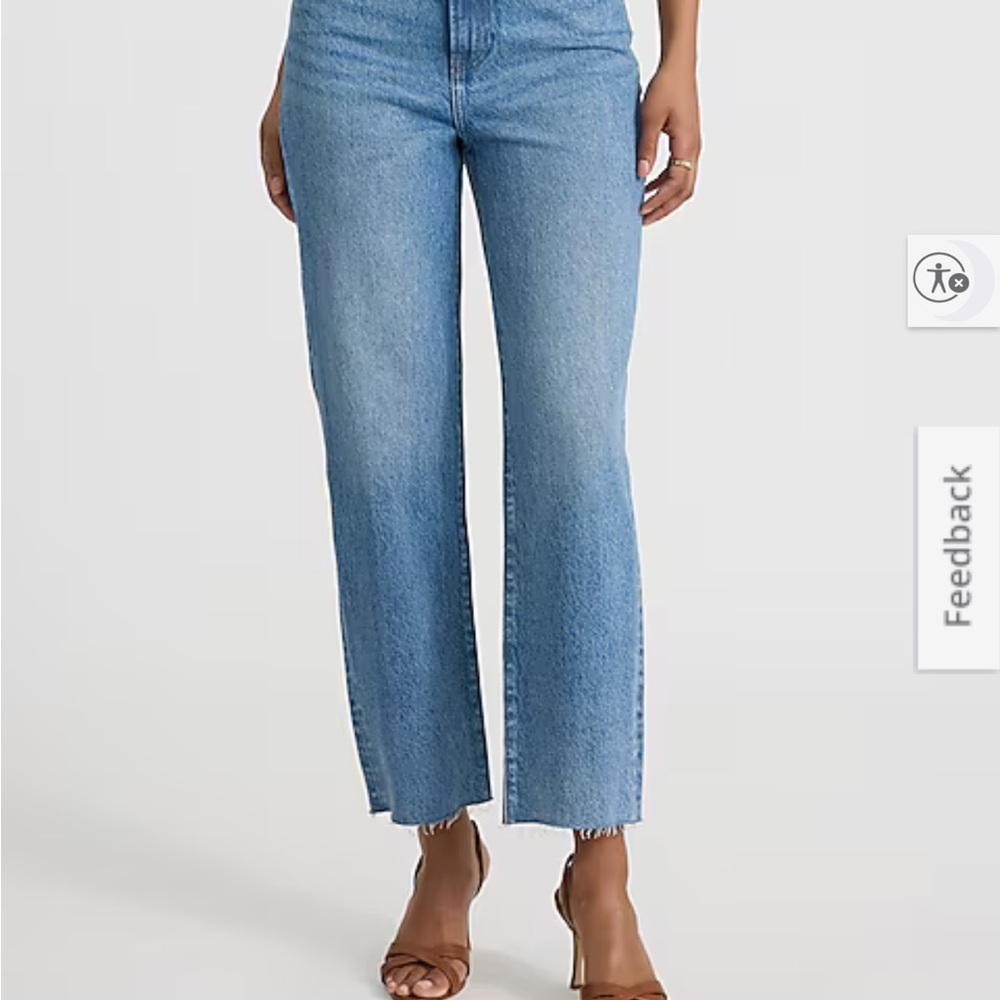 Express high-rise straight ankle jeans, raw hem (petite)